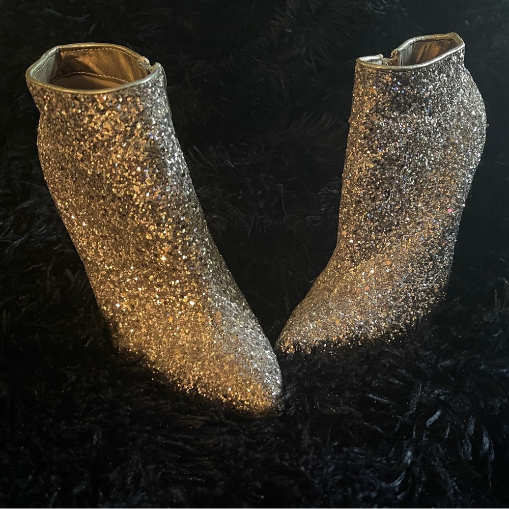 Gold Glitter Ankle Boots